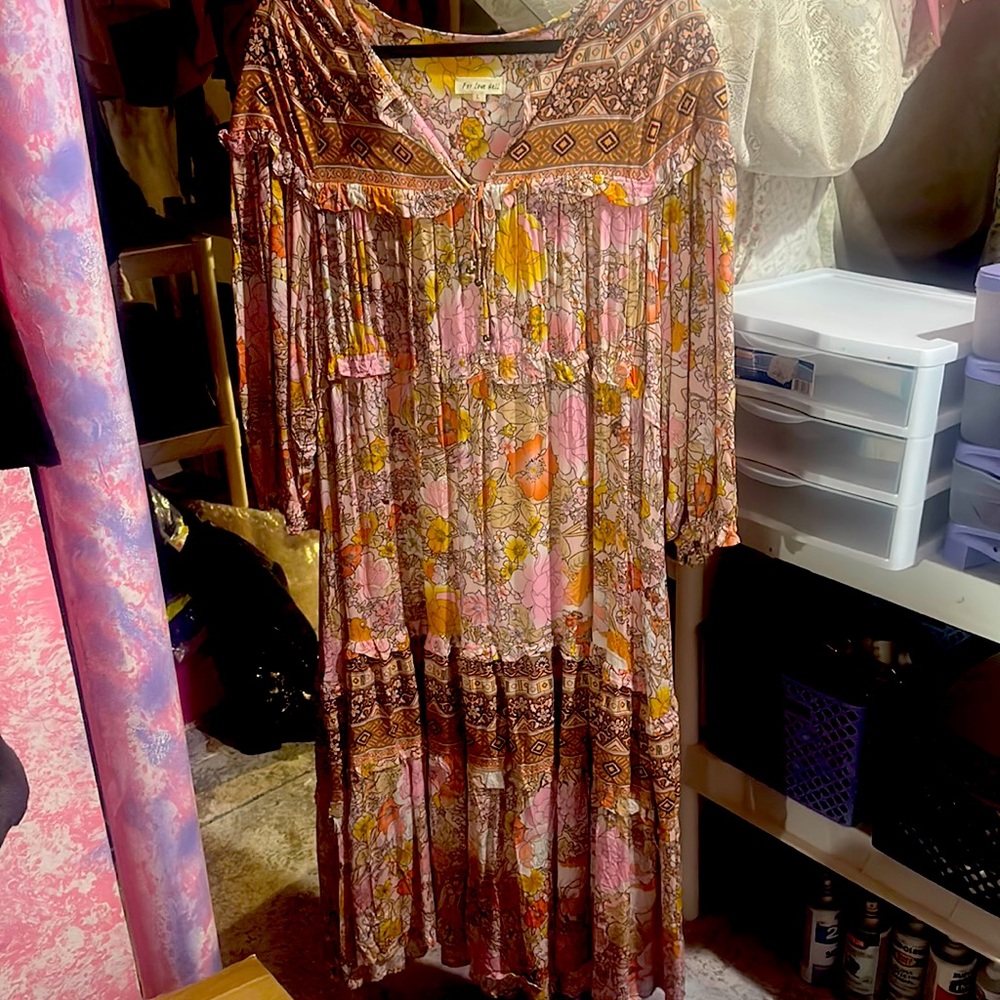 Boho,Not Free people for love bell size large, midi dress
